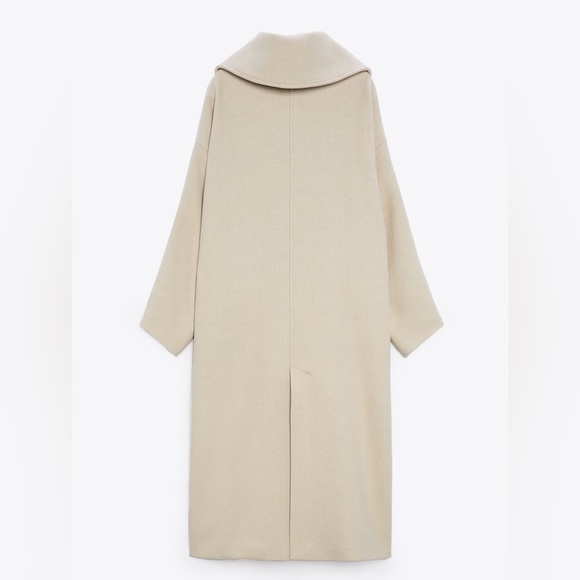 Zara Beige Wool Blend Oversized Coat - Picture 10 of 16